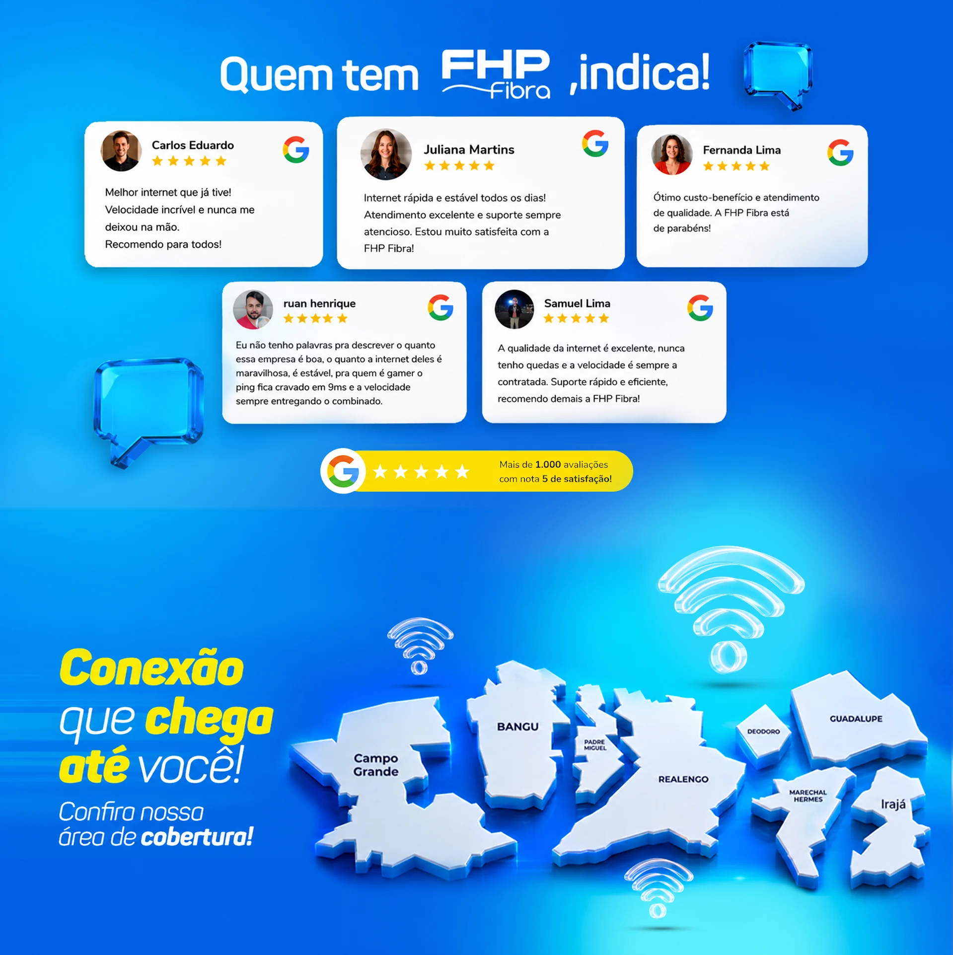 Quem tem FHP indica — avaliações de clientes e área de cobertura no Rio de Janeiro